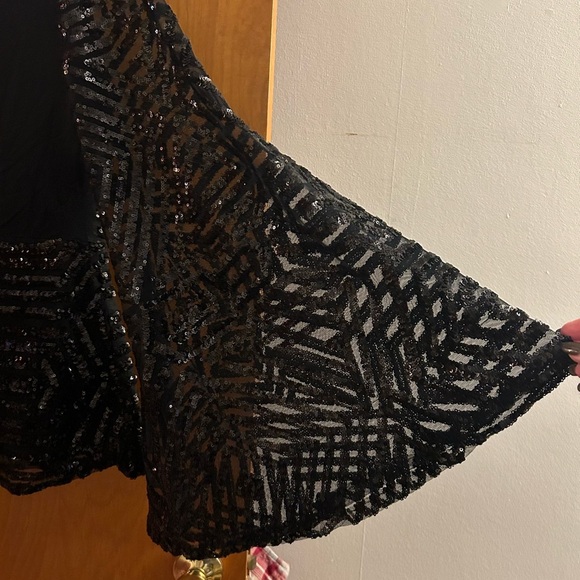 Black sequin blouse (holiday top, christmas party top) - Picture 4 of 4